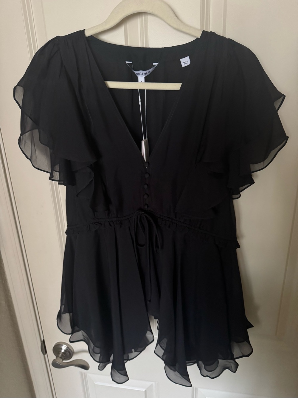NWT Veronica Beard Sammie silk top size 8 black - Picture 3 of 6
